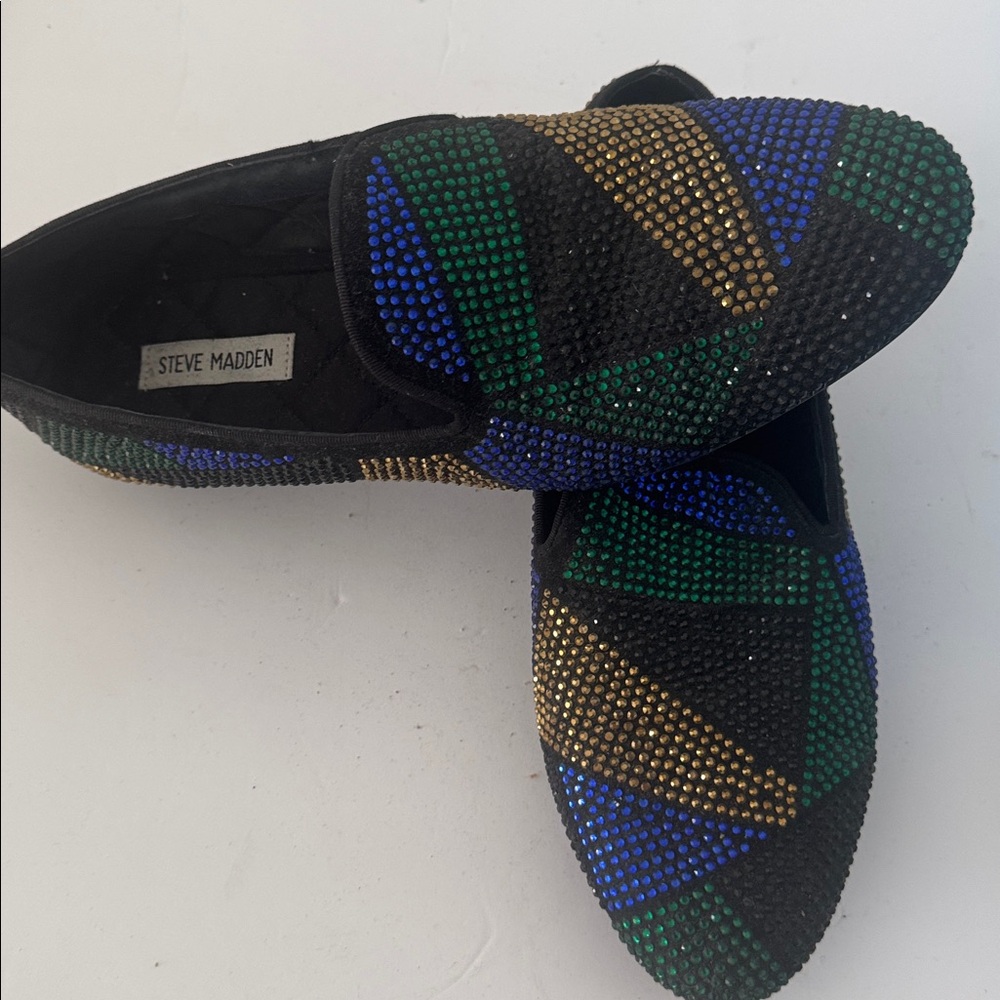 Steve Madden Black and Multicolor Rhinestone Loafers - Picture 4 of 4
